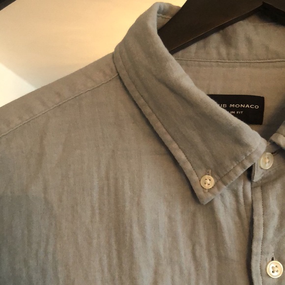 Men’s Club Monaco, Large, 100% cotton button-down shirt, blue-grey color - Picture 4 of 6